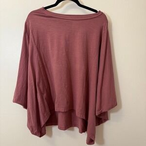 Heyson Mauve Pink Slub Knit Oversized Kimono Sleeve High Low Top‎ ML